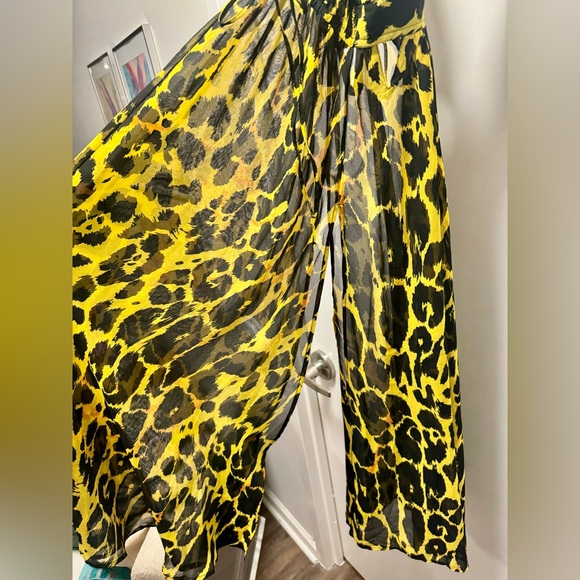 ASOS Cheetah Print Chiffon Maxi Beach Sheer Dress Dress Cover Up - Picture 6 of 10